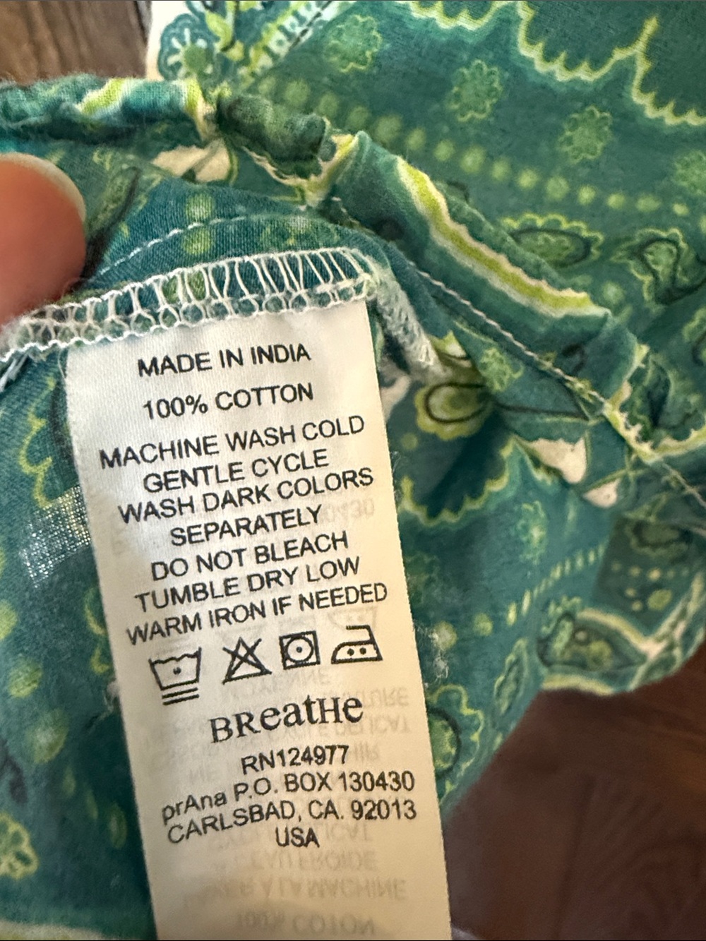 Prana Women’s Green Paisley Bandanna Printed Peasant Top Small - Picture 6 of 10